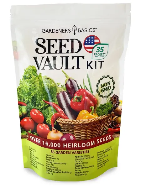 Vegetable Seed Vault Kit - 35 Variety Pack for Home Growing & Planting Survival Seeds Heirloom Vegetable Mix Great Gardening Gift for Any Home Garden