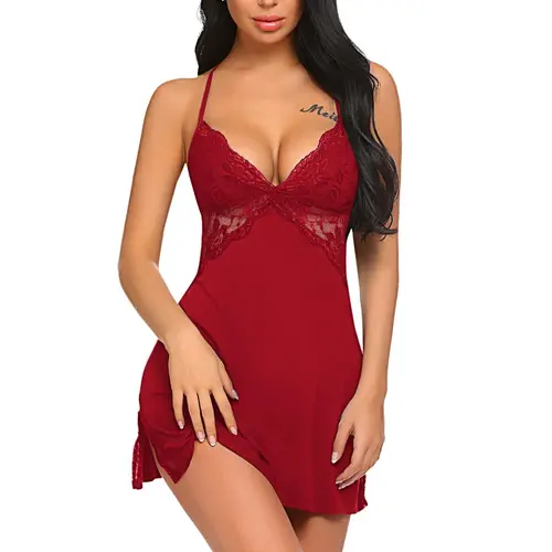 Avidlove Christmas Lingerie Women Lace Chemise Holiday Sleepwear Nightgown Bodysuit SpringStatements Elegant Adjustable Loungewear Anniversary