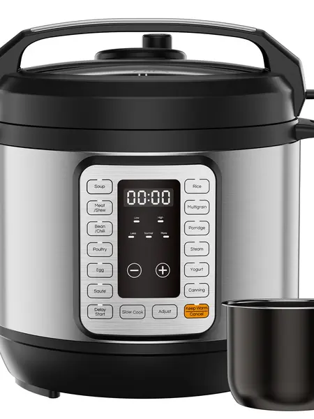 【New Size】Electric Pressure Cooker Multi-Function Kitchen Appliance with Preset Programs Fast Cooking Rice Stew Soup Beans Meal Prep for Family Busy Weeknights & Small Kitchens