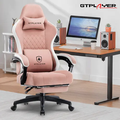 GTPLAYER High Back Ergonomic Gaming Chair - Modern Technical Fabric Office Chair with Adjustable Arms, Pocket Springs Cushion, Linkage Mechanism, Footrest, High Back Design for Gamers