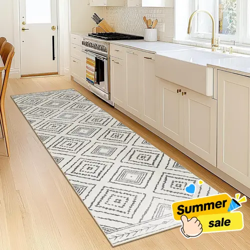 BESTSWEETIE 2x10 Washable Runner Rugs, Boho Area Rugs For Hallway, Entryway, Living Room & Kitchen - Soft & Non Slip Fall Home Decor-Moroccan Rustic Farmhouse Decor, Rug For Country Room & Dorm
