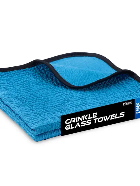 VIKING Glass Microfiber Cleaning Cloth for Car and Home, Glass Towels for Mirror, and Picture Frames, and Car Detailing Kit, 16 inch x 16 inch, Blue, 2 Pack