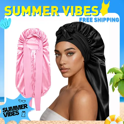 Goiple Women's Elegant Sleep Hair Cap - 2 Count Satin Braid Bonnets, Large Full Hair Coverage Soft Haircare Accessory, Stretchy Tie Band for Braids, Self Care Products, Accessories for Women, Winter Gift for Her, Extra Large For Long Hair,back to school,s