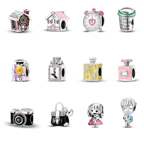 MULA Humanistic Life Series 925 Silver-Enamel Handmade Beads - Women's Pandora Bracelet Charms & Pendants, Daily Wear Necklace Pendants, High-End Texture Rich Life Element Design Thoughtful Service Personalized Fashion Gifts, Camera, Bead Charms, Personal