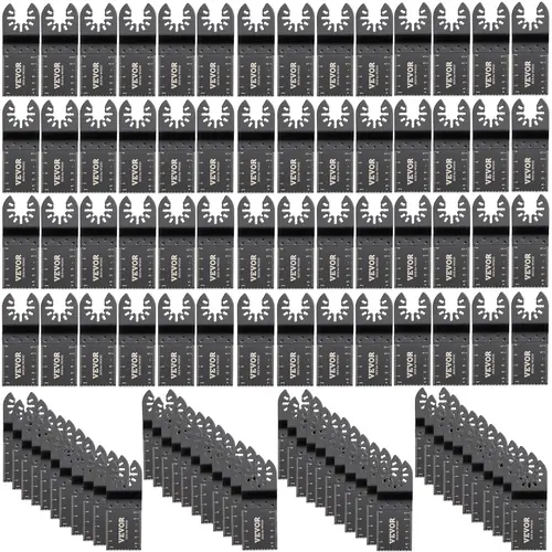 【toolupgrade】VEVOR 100PCS Quick Release Oscillating Tool Blades Kit, HCS Carbon Steel Cutting Blades for Wood, Plastic, Metal, Nails, Bolts, with Length Markers, Compatible with Dewalt, Dremel, Fein, Worx, Bosch, Makita, Milwaukee (Workshop Use), Long‑Las