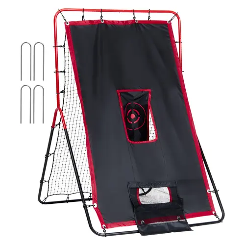 VEVOR Baseball And Softball Rebounder Net,  3.5 x 4.5 ft 2-in-1 Switch Hitter Pitch Trainer, PitchBack Baseball Pitching Return Trainer Nest, Bounce Back Net for Fielding/Throwing Practice