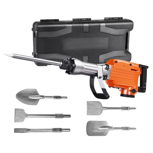 【toolupgrade】VEVOR 2200W Motor Industrial Demolition Hammer Jack Work Tool, 110V Ready Use Heavy-Duty Electric Concrete Breaker with 1350 BPM, Cooling System, 6pcs Chisels, 360° Rotary Handle, Aluminum Body & Storage Case, Corded Power Tool