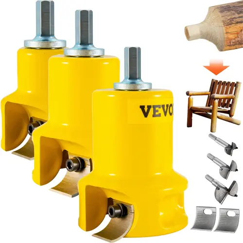 VEVOR Multi-Size Tenon Cutter Kit - 0.5in,1in/25.4mm,1.5in/38mm,2in/50.8mm Sizes, Dual Curved Replaceable Blades, Button Screws, Premium Aluminum Body, Steel Cutting System, Fast Chip Ejection, Radius Shoulder, for Home DIY Projects, End Tables,toolupgrad