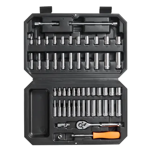 【toolupgrade】VEVOR CR-V Steel Socket Set, 1/4 Inch Drive 54-Piece Tool Set with Ratchet, 6-Point SAE/Metric Deep & Standard Sockets (5/32-9/16 in, 4-14 mm), Accurate Labeling, Complete Accessories & Storage Case