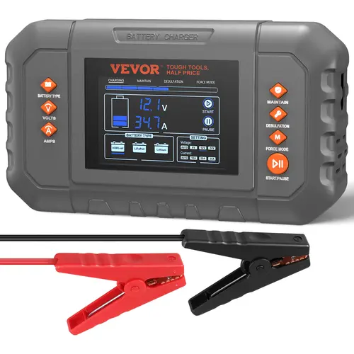 【toolupgrade】VEVOR Smart Battery Charger 35-AmpLithium LiFePO4 Lead-Acid (AGM / Gel / SLA) Car Battery Charger with LCD DisplayTrickle Charger Maintainer Desulfator for Boat Motorcycle Lawn Mower Deep Cycle,father'sdaygifts