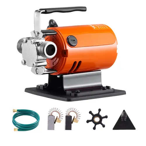 Portable Liquid Transfer Pump, 1/10 HP 360 GPH Wear-Resistant Aluminum Body 120V AC, Stain & Corrosion Resistant for Pool, Aquarium Drain Help, Fish Pond, Includes 6 ft Hose & Carbon Brushes (Sports & Outdoor Use)