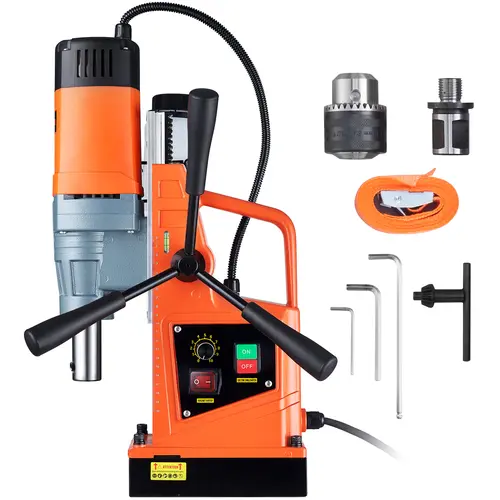 【toolupgrade】VEVOR Magnetic Drill 1550W 2" Boring Diameter2922lbf/13000N 500 RPM Portable Electric Mag Drill Press with Variable SpeedDrilling Machine for any Surface Home Improvement Industry Railway, Tools