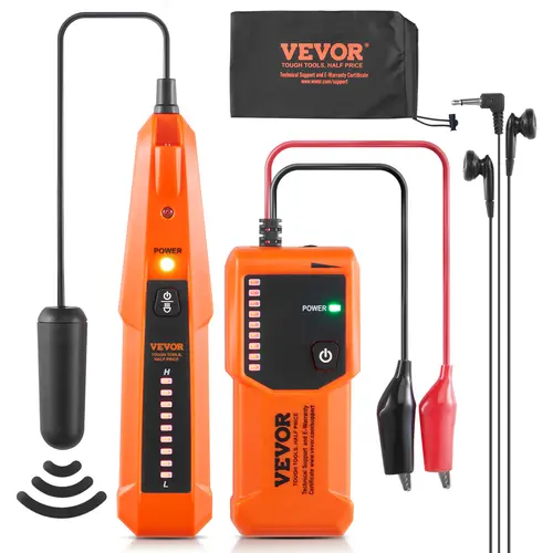 【Summerfinds】VEVOR Underground Cable Locator Tool Kit, Full Kit with 3.5 mm Wired Standard Headphone, Detector Pinpointer, 3 FT Max Depth, 1000 FT Max Length, Dual Alerts, Wire Tracer Break Detector for Pet Fence, Buried Sprinkler Valve,toolupgrade