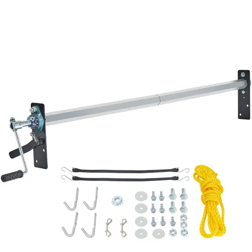 【toolupgrade】VEVOR Heavy Duty Hand Crank Tarp Roller (No Tarp), 64-104 Inches Wide Aluminum Alloy Full Kit with 7-Inch Cushioned Grip, Locking Lever for Dump Trucks, Trailers, Sponge