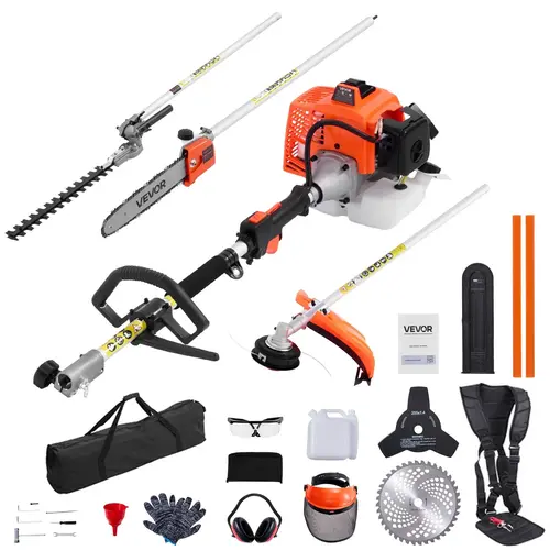 VEVOR 15.7-inch 26CC 2 Cycle Gas Hedge Trimmer, Gas Powered Pole Hedge Trimmer with Dual Sided Dual Action Blade, 270° Adjustable Trimmer Head, Suitable for Trimming Shrubs, Bushes,toolupgrade