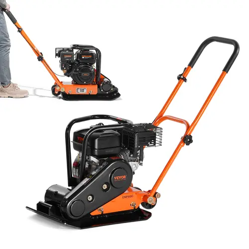 【toolupgrade】VEVOR Vibratory Gas Plate Compactor Tool, 2.8 HP 98CC Engine, 5250 RPM High Vibration, 1920 lbs Force, 18.7x11.8 in Steel Plate Tamper, Linear Throttle, Widewear-Proof Wheels, EPA Compliant for Road Paving, Lawn Walkways, Patios