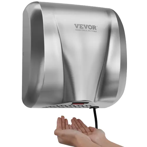 【toolupgrade】VEVOR Heavy Duty Commercial Hand Dryer Tool, 1300W Automatic High Speed Stainless Steel Warm Wind Wall Mount HEPA Filter Corded Blower, 120V Plug In/Hardwired Power Options, Hardware for Business Restrooms, Infrared Touchless Drying