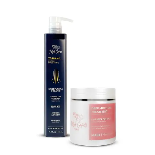 I BELLI CAPELLI Torrano Nanoplasty & Cassava Mask Set - 2x500ml Organic Haircare Treatment, Cruelty-Free Normal Hair Formula for Adults, Frizz Control, Hydration Boost, Smoothing, Repairing, Glossy Silky Straight Hair, Selfcare Essential