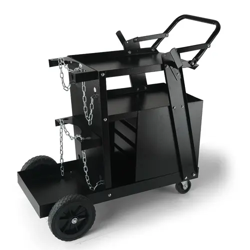 【toolupgrade】VEVOR Welding Cart, 2-Tier 4 Drawers Welder Cart with 265 LBS Weight Capacity, 360° Swivel Wheels, Tank Storage Safety Chains, Heavy Duty Rolling MIG Welder Cart for Mig Welder and Plasma Cutter