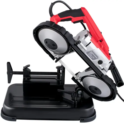 【toolupgrade】VEVOR Portable Band Saw Power Tool, 110V 10Amp Pure Copper Motor, 5In Cutting Capacity, 4.7In Deep Square Cut, 137.8-472.4ft/min Variable Speed, Removable Alloy Steel Base, Composite Cable, Handheld for Metal Wood
