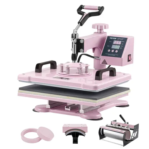 【summerfinds】VEVOR 5-in-1 Heat Press Machine with 360° Swing-Away Arm, 12x15 in & 30oz Tumbler Press, Anti-Burn Digital Control Pink Household Iron, Easy Operation DIY Craft Tool, Father's Day Gift