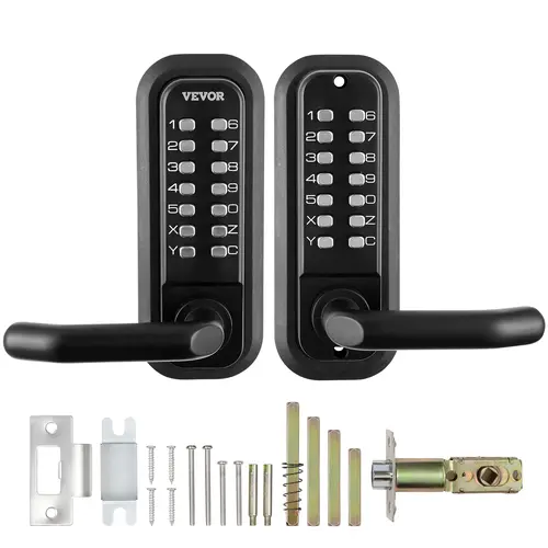 【toolupgrade】VEVOR Mechanical Keyless Entry Door Lock Set, 14-Digit Double-Sided Embedded Keypad, 6.2 x 2.5 inches Waterproof Zinc Alloy, Adjustable Handles, Left/Right Push-Pull, Auto-Lock, Iron/Aluminum Compatible, Easy Installation for Garden Gates