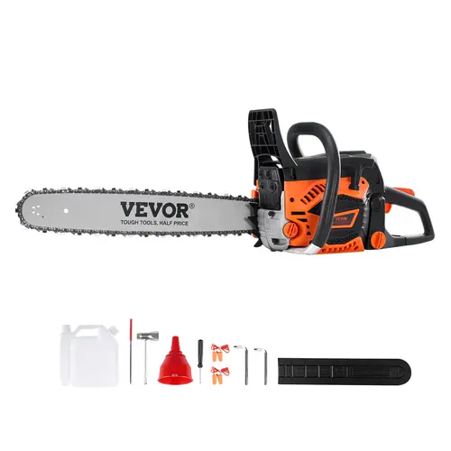 【toolupgrade】VEVOR Heavy Duty Gas Chainsaw with 2.4kw/8500 rpm Engine Speed, Steel Metal Handle, Shock Absorb Design, Saw Blades, Various Specifications, Cordless Handheld Petrol Tool for Tree Cutting, Land Clearing