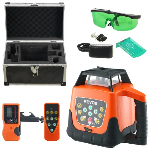 【toolupgrade】VEVOR Laser Level, 2000ft, 360 Degree Self Leveling Green Cross Line Laser, 5 Rotation Speeds & 4 Scanning Angles Adjustment, IP66 Waterproof Remote Control Manual Self-leveling Mode, Battery Included, Laser Measuring Tool, Rotary Laser Leve