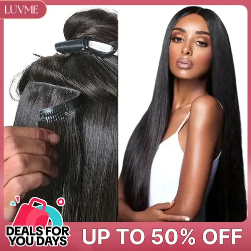 LUVME Clip-Ins 100% Virgin Human Hair Seamless & Invisible Edge Straight/Body Wave/Kinky Curly-Yaki Straight-Messy Curl-Burmese Curl #DealsForYouDays