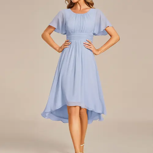 Ever-Pretty 2026 Spring Chiffon Wedding Guest Dress for Women - Flowy A-Line Knee Length - Womenswear, Underwear 02053, Wedding Guest Dresses, Women's Dresses