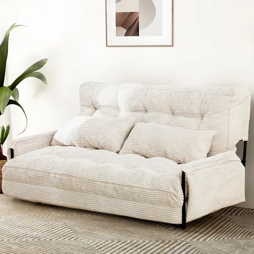 MAXYOYO Adjustable Floor Sofa Bed with 2 Pillows, Multi-Functional Bean Bag Sleeper Bed with Armrest for Reading Gaming
