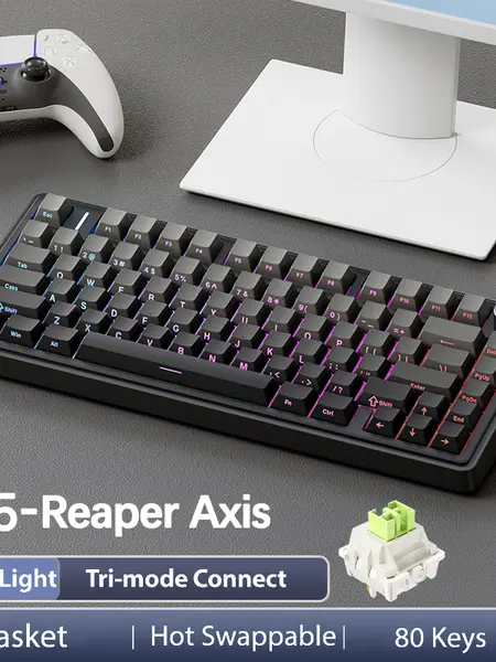 OFFICIAL AULA F75 Pro Wireless Mechanical Gaming Keyboard, 75% Hot-Swappable, USB Charging, RGB Backlight, PBT Side-Printed Keycaps, Multimedia Scroll Wheel, Creamy Keyboards PC accessories TikTokShopfalldealsforyou