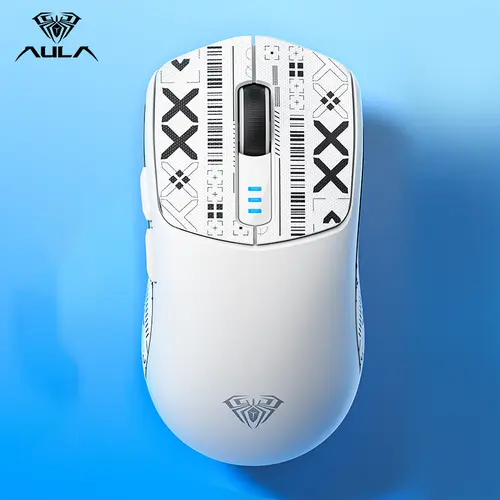 AULA SC580 Ergonomic Design Wireless Gaming Mouse - Tri-Mode 2.4G/BT5.0/USB-C Connection, 10000 DPI Rechargeable 500mAh High Polling Rate, 6 Programmable Buttons, Anti-Slip Stickers, Long Lifespan for Office Laptops, PCs, Gamers, Android, Lightweight
