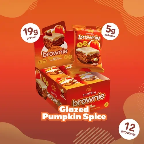 Glazed Pumpkin Spice Prime Bites - 12 Pack - Protein Brownies with 19g Protein and 5g Collagen Snack