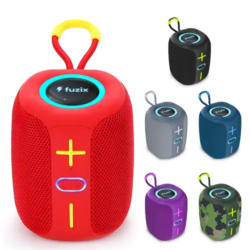 Fuzix TrekTone Rechargeable Waterproof Portable Bluetooth Speaker - High-Power 360-Degree Stereo Sound, LED Lights, TWS Function, FM Radio, MicroSD Card Support, USB Type-C Charging, Multiple Connections - Durable Outdoor Audio for Camping, Summer Gift