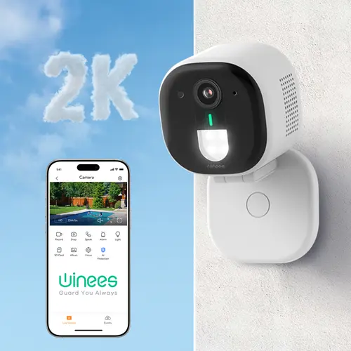 winees 2K Home Security Camera Indoor Outdoor, Wired WiFi Camera for Home, AI Human & Pet Detection, Color Night Vision, Two-Way Audio, Pet Camera & Baby Monitor, Cloud & 128GB SD Storage