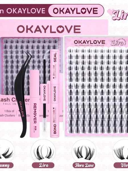 OKAYLOVE Lira Lash Clusters Kit Okaylovelashes with Long-lasting Lash Bond and Seal,Tweezers and Remover for DIY Eyelash at Home for Natural Makeup Girl Gifts #Summervibes DealsForYouDays, Beauty Products, Alt Makeup #sohochic #backtoschool