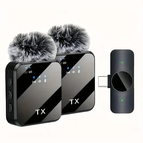 F15 Wireless Lapel Microphone - High-End Square Stereo Radio Mic with High-Sensitivity, Noise Reduction, 1-Touch Rec, Easy Operation, Wide Compatibility for Android, iPhone, USB Type-C Audio Equipment, Wireless Mics for Podcast Setup, Streaming Setup