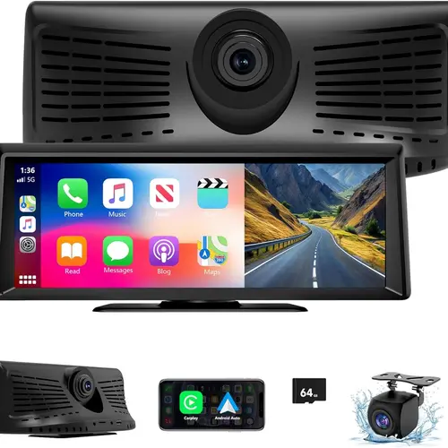 【Hieha】toolupgrade-2026 Top-Rated Carplay Dash Cam:Updated 8.14" Portable Touchscreen with Wireless Carplay, Android Auto, 1080P Backup, and 2K Front Camera Complete GPS Navigation System Carplay for Any Car Carplay  Screen  Carplay Sum,car accessories to