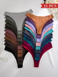 Women's Solid Color Drop Waist Thong, Drop Waist Panties, Soft Breathable Panty, Soft Knicker for Daily Wear, Women's Fashion Comfy Underwear for All Seasons, Casual Breathable Knicker