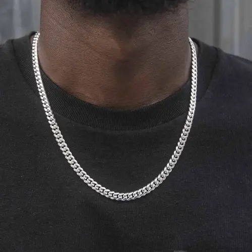 GLD Signature 6mm Cuban Link Necklace in White Gold | Chunky Chain 16-28" Lengths Lifetime Guarantee - Perfect Gift #TikTokShopBackToSchool