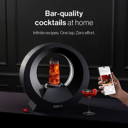 Home Bar Cocktail Drink Mixer, Margarita Cocktail Maker Machine, Cocktail and Mocktail Drink Maker, Easy to Use, App-Enabled Personalized Drinks - Barsys 360 Cocktail Mixer (Black)