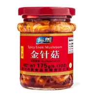 Yumei Garlic Salt Spicy Chili Oil Enoki Mushroom Sauce - 175g Savory Ready-to-Eat Jarred Pantry Snack with Sesame Oil, Rice Pairing, Fiber-Rich, Spicy Kick, Cupboard-Storable Food