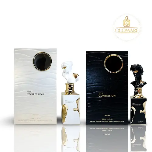 Lattafa His Confession & Her Confession EDP Couples Set (2 x 100ml/3.4oz) - Floral, Aromatic Fragrances with Captivating Scent, Vanilla Notes, Ideal Couple Gift