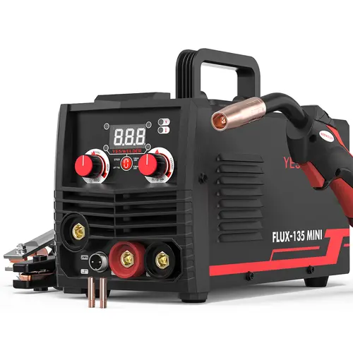 YesWelder FLUX-135MINI 135A 110V Gasless 3-in-1 Multiprocess MIG Welder - Flux Core/Lift TIG/Stick Inverter, Synergic Control, Portable Welding Machine, 50A@110V, Advanced IGBT Technology for Metal, Father's Day Gift