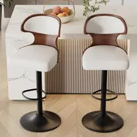【Backtoschool】entwood Swivel Barstools Seat Adjustable Counter Height Barstool Chair (24.5-33.5in), 360-Rotational Bentwood Swivel, Artificial Leather Upholstered with Back & Footrest for Bar, Kitchen