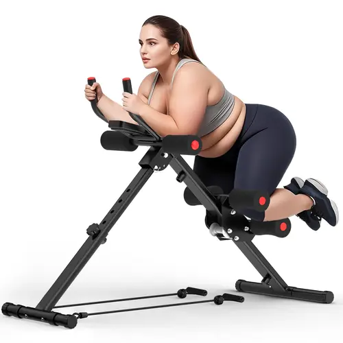 RELIFE Adjustable Ab Trainer - Home Abs Workout Equipment with Steel Frame, Ergonomic Design, Resistance Bands, LCD Monitor, Tummy Exercise Equipment, Portable Home Gym, Foldable Abdominal Exerciser, Adjustable Fitness Tool for Core Training, Abdominal Mu