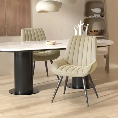 2-Pack Modern Accent Upholstered Velvet Dining Chairs - Back-Friendly, Thick Cushions, Metal Legs for Kitchen, Dining Room, Modern Accent Chair
