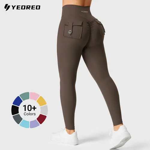 YEOREO CoreFlex Women's Leggings with Pockets - V-Cross Waist, Butt Lifting, Charm Scrunch, UV-Protective Gym Yoga Pants, Leggings For Women,back to school,back to school haul,sohochic