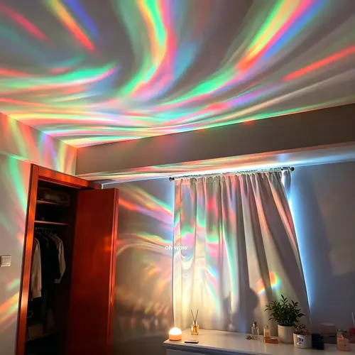 Aurora, Water Ripple and Sky Projector Light, 1/2 Counts USB Rechargeable 16-color LED Projector Lamp with Remote Control, Northern Lights Ambient Ceiling Light, Ceiling Projection Lamp for Room Decor, Party Lighting Decoration, Decorative Led Light